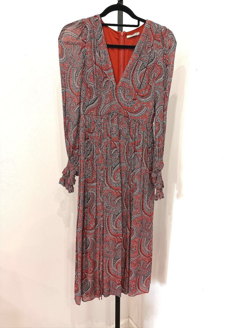 Thurley Size 2 RTR Women's Long Sleeve Paisley Print Dress
